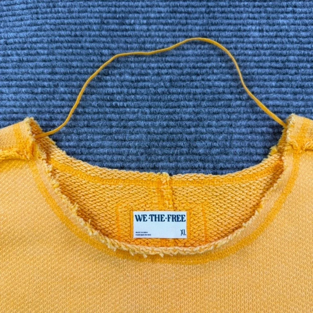 Free People We The Free Mustard Yellow Sweatshirt Vest Tank Womens XL Raw Edge